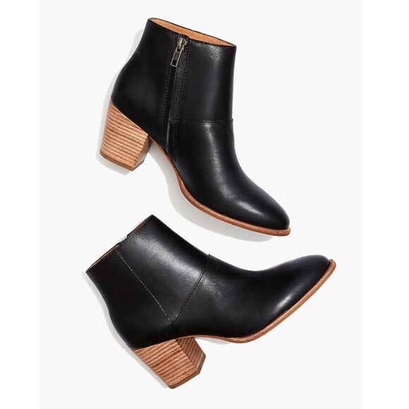 Madewell The Rosie Heeled Side Zipper Ankle Boot in Leather Sz 8.5 - Picture 1 of 10